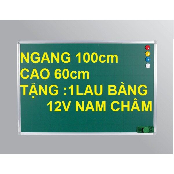 Bảng từ xanh viết phấn cao cấp tặng kèm nam châm + lau bảng kích thước 60 x 100cm