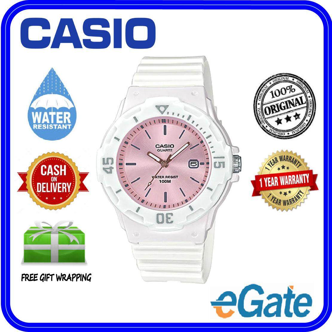 (2 YEARS WARRANTY) Casio LRW-200H-4E3V Kids & Ladies Analog Date Functioning White Resin Strap Pink Dial Original Watch (LRW-200H) Malaysia
