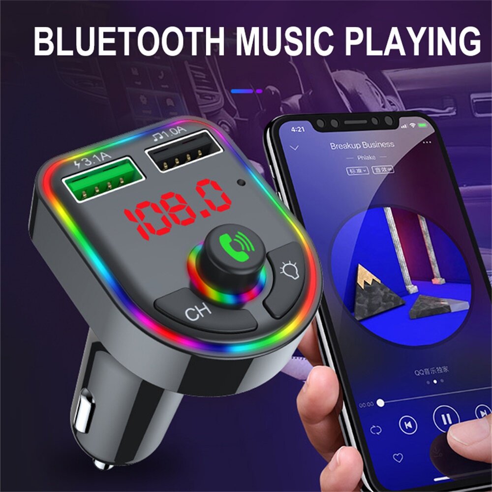 F6 Bluetooth 5.0 FM Transmitter Car Kit MP3 Player Wireless Handsfree Audio  Receiver 3.1A Dual USB Fast Car Charger Wholesale