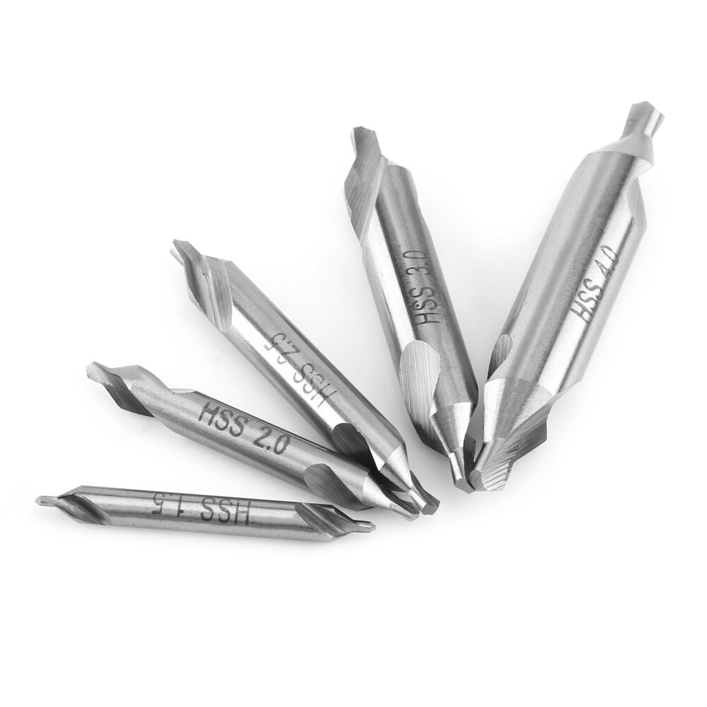 Center Drill Bit 5pcs High Speed Steel 1.5/2/2.5/3/4mm 60 Degree AngleCountersink Spotting Drill Bits Tool