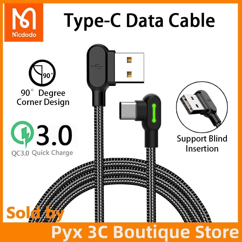 Mcdodo usb data for iphone for type c for micro usb 90º fast charging usb c cable data cord android charger usb-c 2.4a apple huawei xiaomi samsung oppo