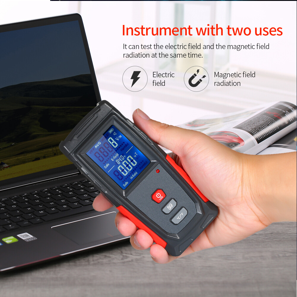 Máy Kiểm Tra EMF LCD Kỹ Thuật Số Mini Cầm Tay Độ Chính Xác Cao, Máy Đo Phát Hiện Bức Xạ Trường Điện Từ Bộ Đếm Kiểm Tra Dosimeter