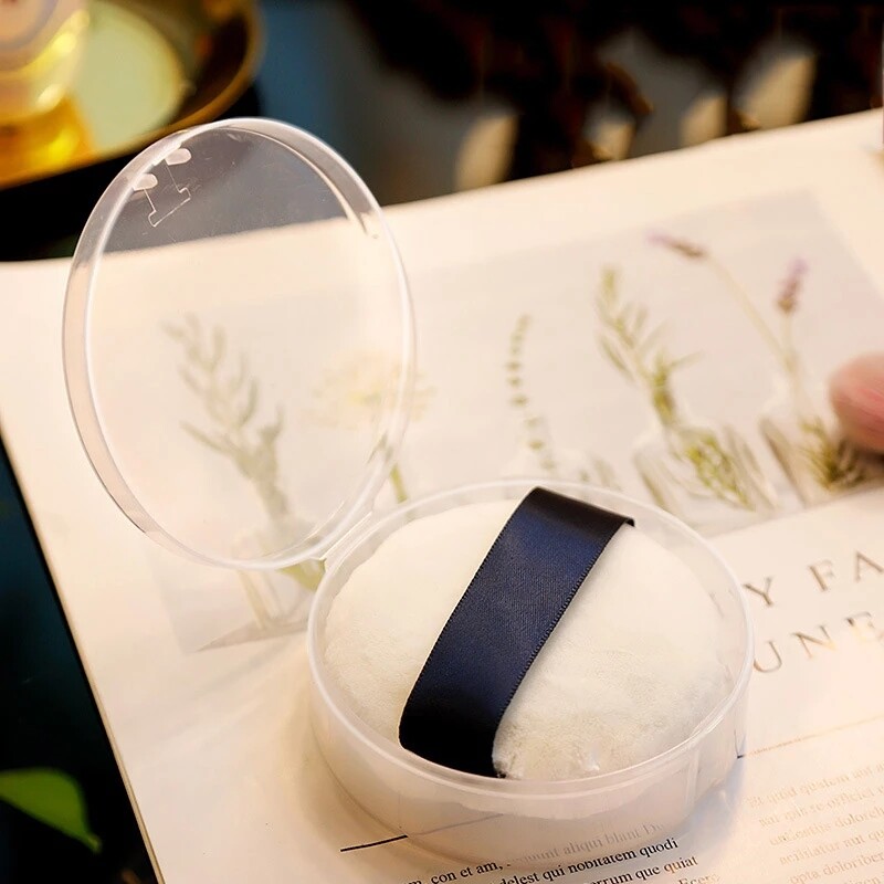 Dorisna Dust Puff Storage Box Transparent Round Plastic Box With Lid Plastic Empty Box