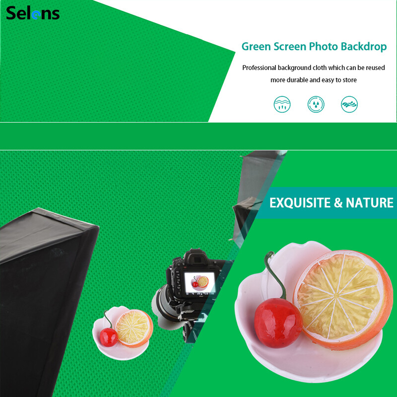 Selens Solid Color Green Screen Backdrop Polyester Background with 2 x Backdrop Clamps for Photoshoot Studio Video and Televison