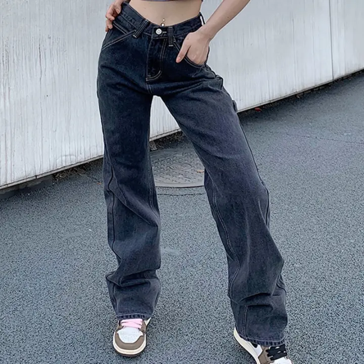 high waist loose straight jeans