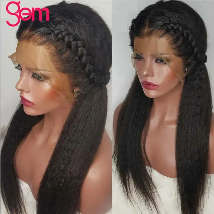 Kinky Straight Wig 13x4 Lace Front Human Hair Wig Pre Plucked With