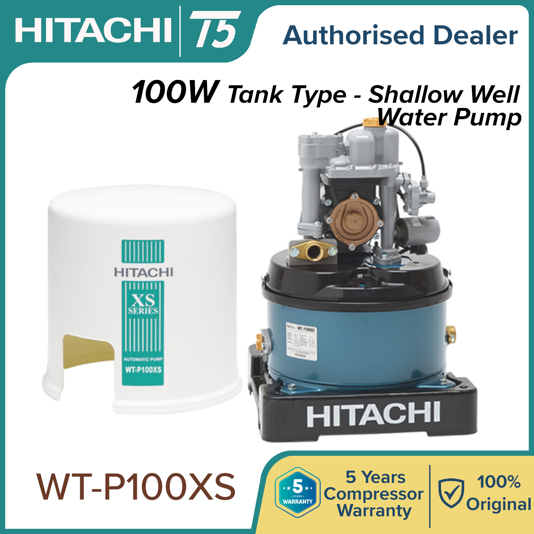 HITACHI WTP100XS 100W Water Pump Tank Type Shallow Well WTP100XS