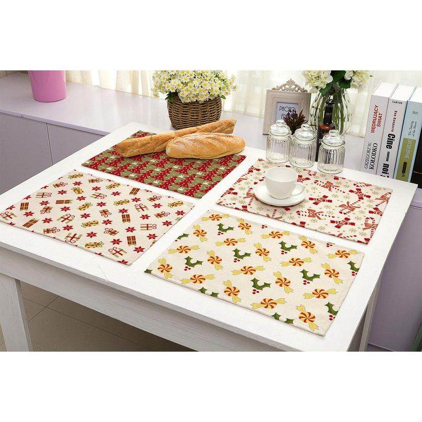 OH phong cách Bắc Âu Cổ Trụi Cây Giáng Sinh Vải lanh Cotton nghệ thuật phương Tây placemat