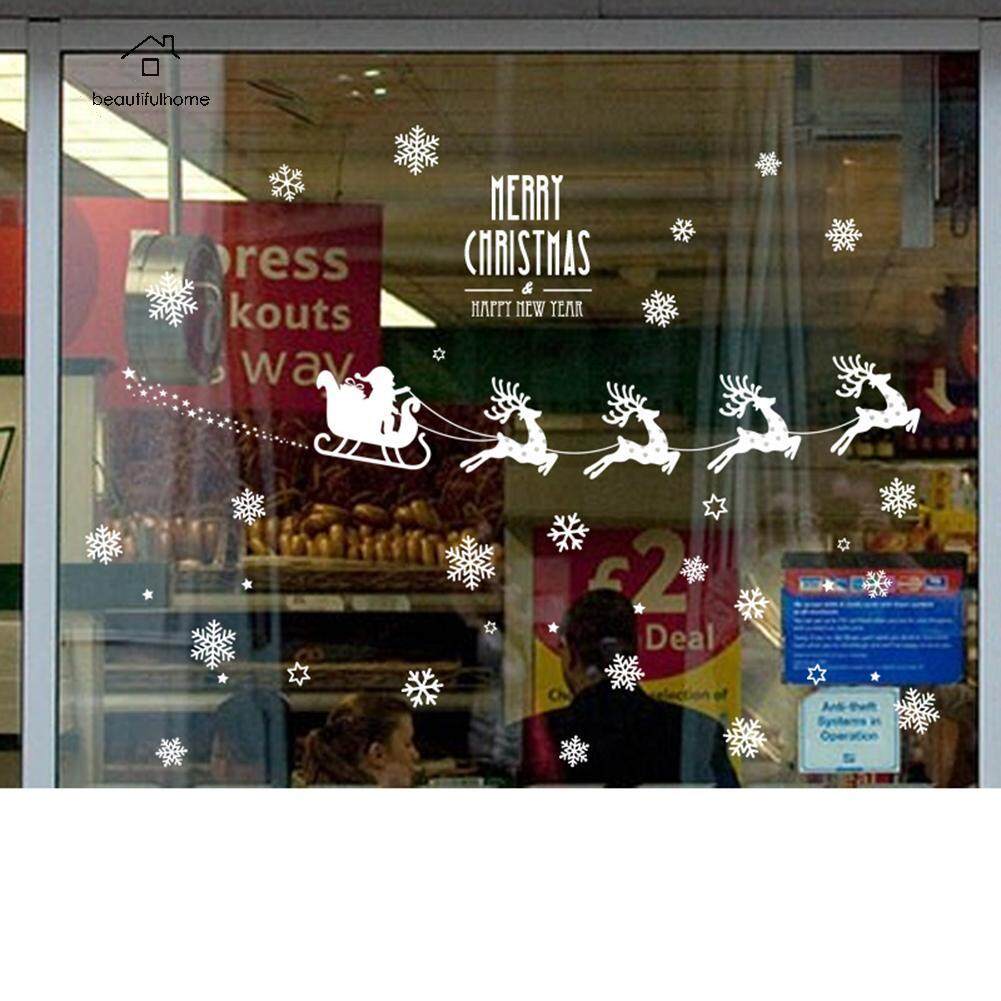 Quà Giáng Nai Sừng Tấm Tuyết Dán Tường Ô Cửa Sổ Trưng Bày Kính Trang Trí Poster Decal Có Thể Giặt Được