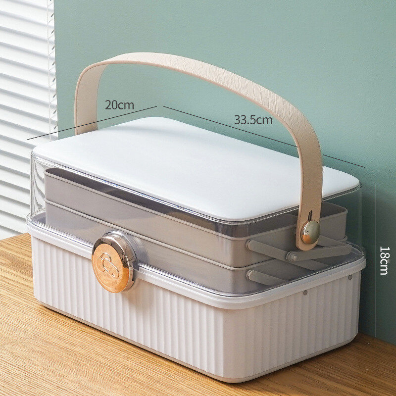 Small medicine box plastic medicine box household large-capacity portable medical first aid box folding medicine storage box