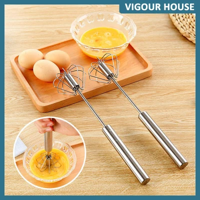 10 inch Semi Automatic Egg Beater Manual Hand Mixer Stainless Steel Whisk Mixer Egg Beater