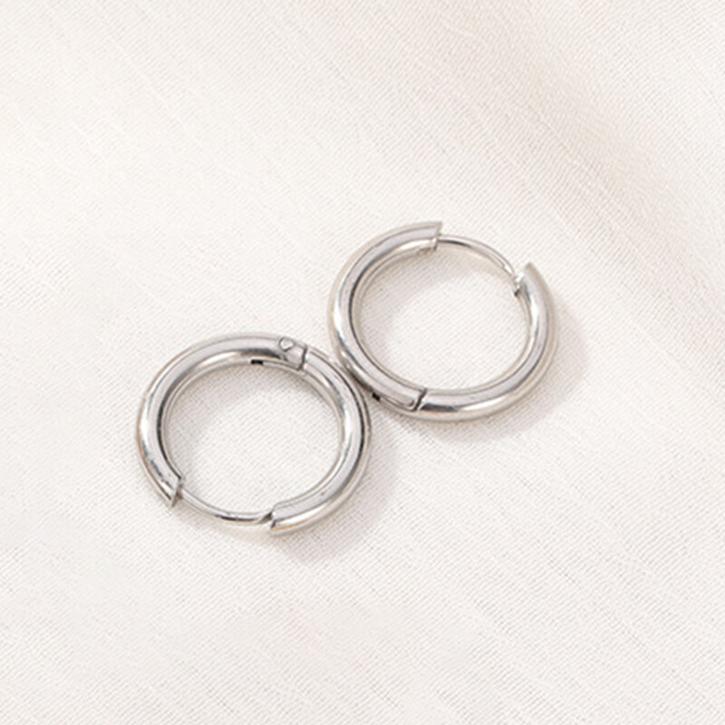 SAWU ] Punk Rock Rhodium Hoop Tấn Thép Tròn Không Gỉ Bông Tai Cho Phụ Nữ Đàn Ông Khuyên Tai