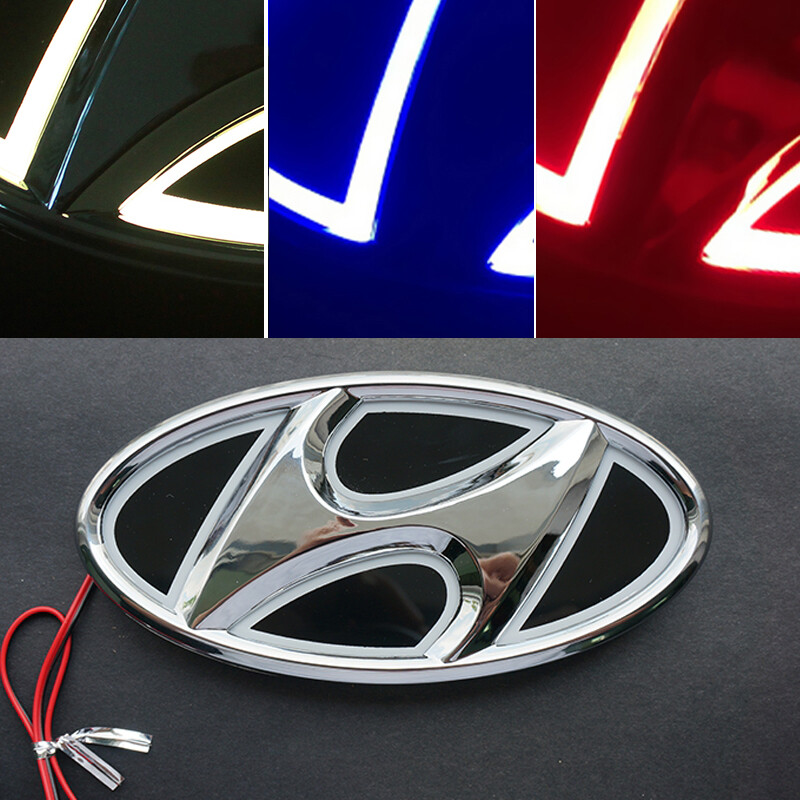 1 Piece Modified Car Front or Back Logo 5D LED Emblem Light For Hyundai I30 Elantra Sonata Tucson Accent IX35 Santafe Genesis Coupe Auto Badge Sticker Cover Replacement Lamp Decoration