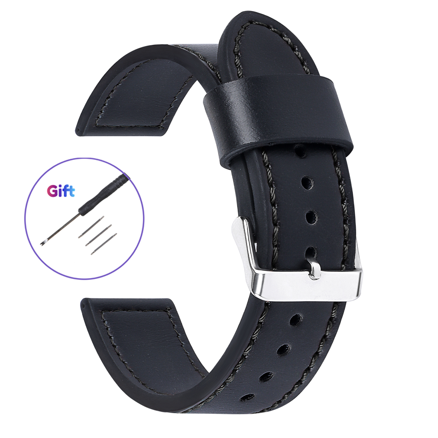 18mm 20mm 22mm 24mm Genuine Leather Strap Cowhide Leather Watchband Soft Watch Band Wrist Strap Bracelet Sport Waterproof Watch Strap Accessories Replacement