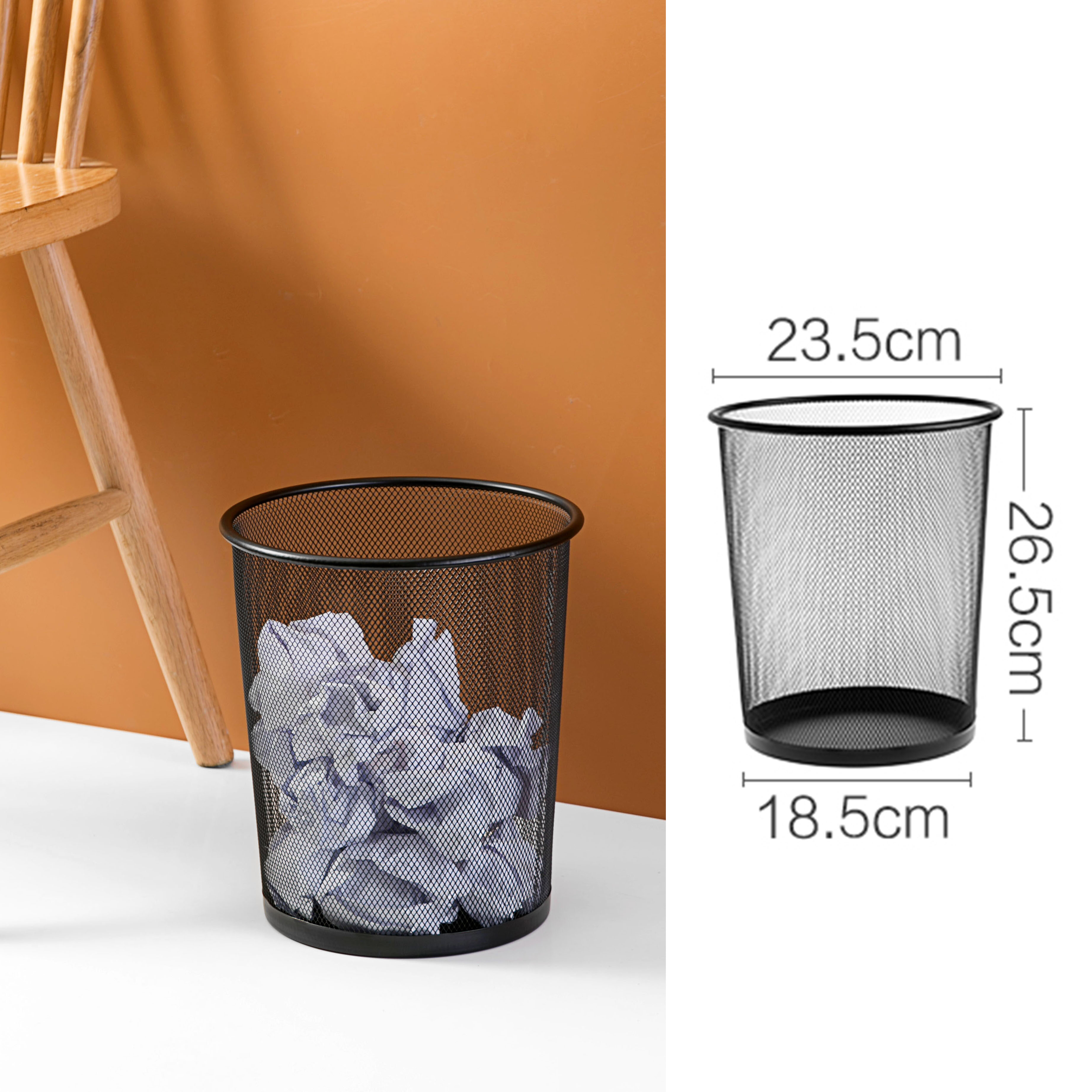 Homenhome Iron Mesh Trash Can Company Office Large Thickene Iron Paper Basket