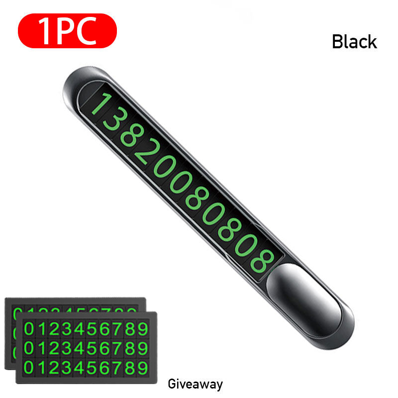 Hidden Zinc Alloy Temporary Parking Card Textured Metal Luminous Phone Number Card Plate 126mm*17mm Car Sticker Auto Products