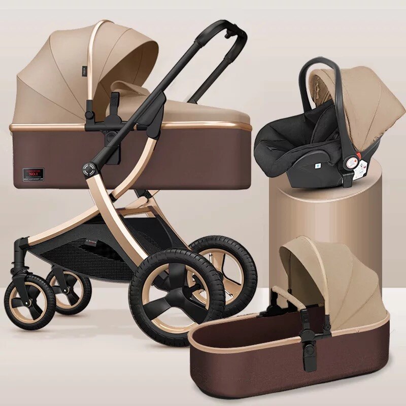 Stroller 3 Rider Stroller High Landscape,Baby Stroller 3 In 1 With Car Seat,Folding Baby ...