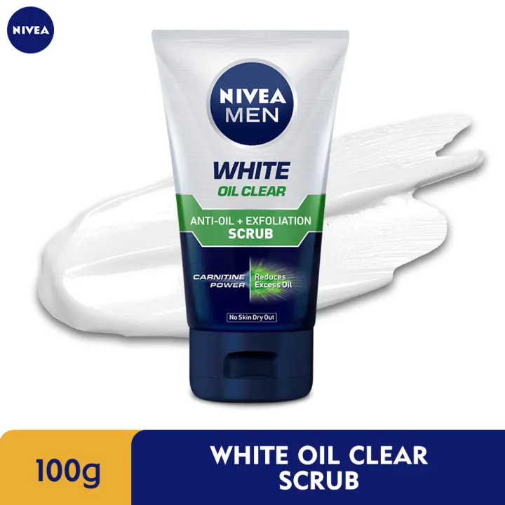 nivea men white oil clear scrub