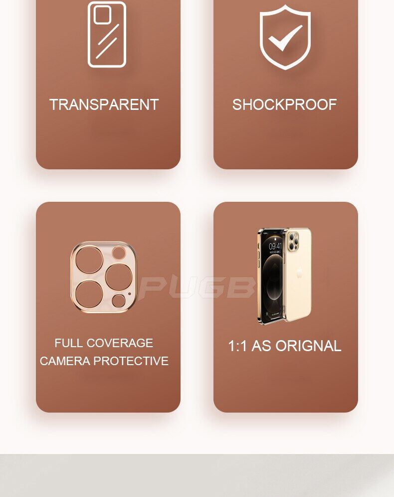 Luxury Electroplating Frame Case for Iphone 11 12 13 Pro Max Shockproof Transparent Silicone Case for Iphone 7 8 Plus Casing XR Xs Max Lens Protective Soft Back Cover for SE 2020