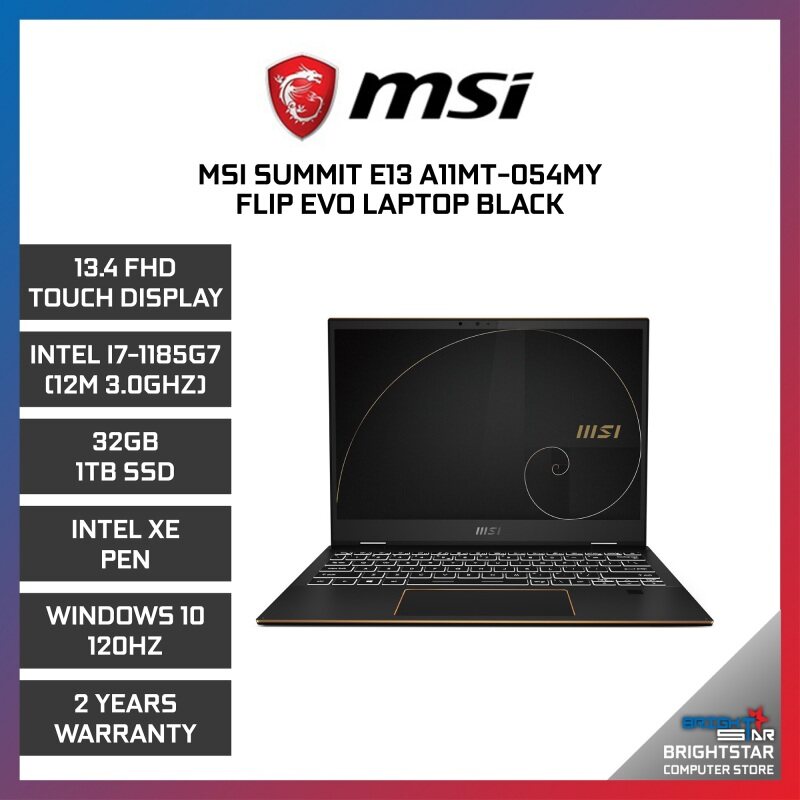 MSI Summit Evo SE13 Laptop (13.4 Inch FHD Touch Screen 120Hz | Intel Core | I7-1185G7 (12M 3.0GHZ) | 32GB RAM | Intel IRI Super XE Graphic | Windows 10 | 2 Years Warranty) Malaysia