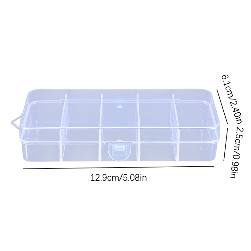hebeanna Portable Transparent Plastic Storage Jewelry Box Compartment Container Rectangle Five Grid Box For Beads Earring Accessories