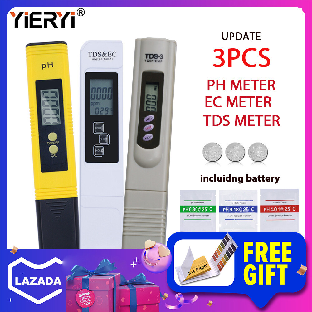 yieryi update 1pcs pH meter+1pcs TDS&TEMP Meter+1pcs TDS&EC Meter Water Quality Tester Pen