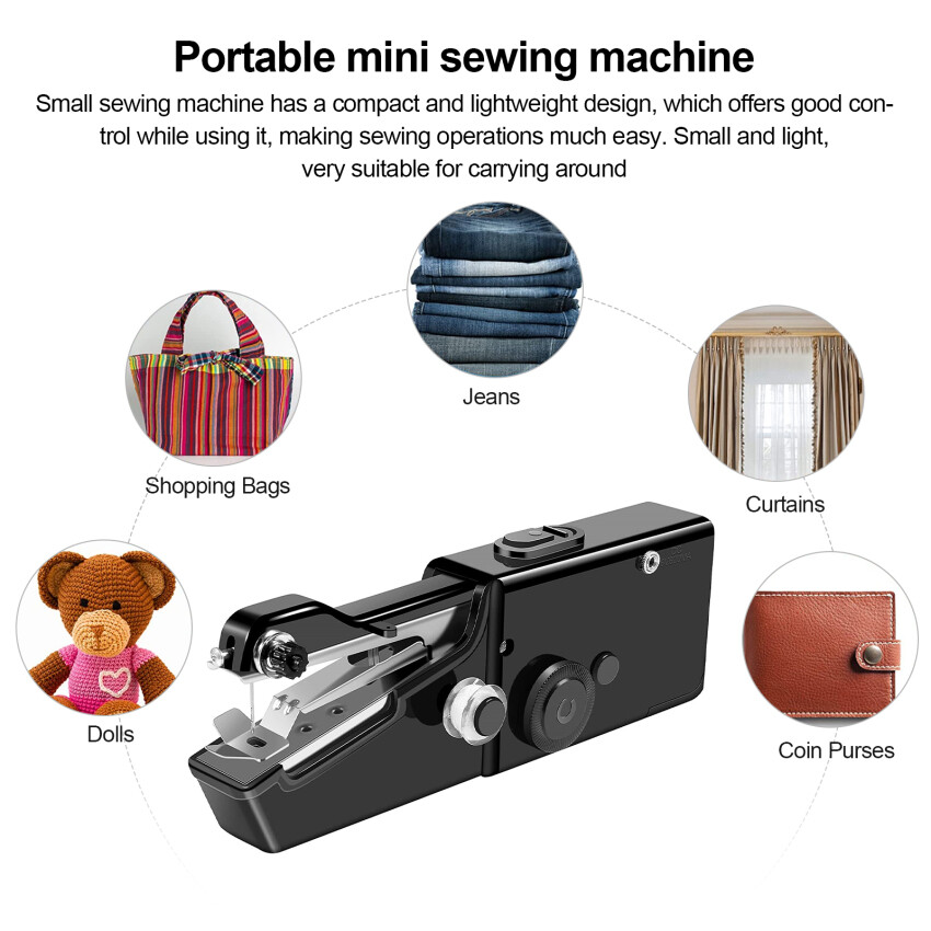 Máy May Cầm Tay, Máy May Mini Cầm Tay Cho Người Mới Bắt Đầu, Máy Khâu Điện Không Dây Kèm Phụ Kiện May Quần Áo, Rèm Cửa, Đồ Thủ Công Sửa Chữa Nhà Cửa & Tự Làm