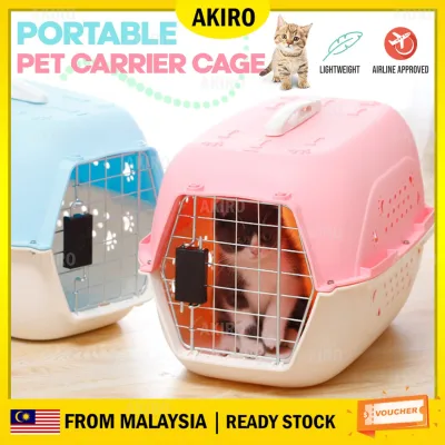 AKIRO HOME Malaysia Big Capacity Cat Dog Transport Carrier Cage Portable Pet Kennel Airline Approved Travel Outdoor Cage Anjing Kucing Sangkar