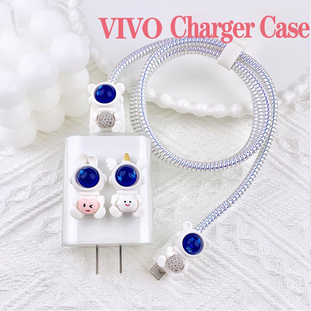 VIVO Charger Cover Astronaut Charging Cable Protector Cute Cartoon Charger Protector Cover Compatible for Vivo Charger