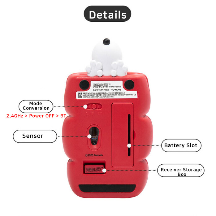 Chuột không dây Bluetooth hình snoopy đậu phộng