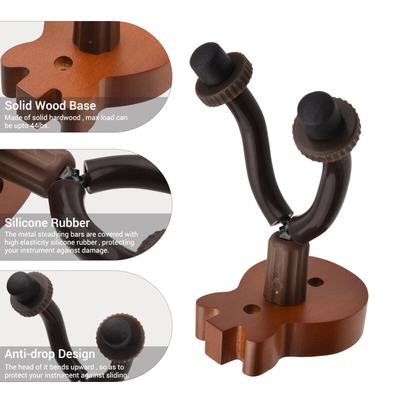 Guitar Wall Mount Hanger Solid Wood Guitar Hanger Wall Hook Holder Stand with Metal Steadying Bars for Acoustic Electric Guitar Bass Ukulele Malaysia