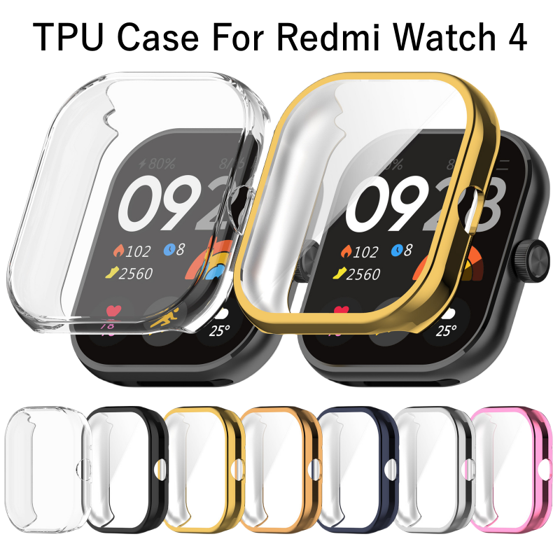 Nhựa TPU mềm trường hợp đối với Redmi xem 4 bọc hoàn toàn rõ ràng Transparent Electroplated Shell Miếng bảo vệ màn hình trường hợp bìa đối với xaiomi Redmi watch4 Ốp bảo vệ