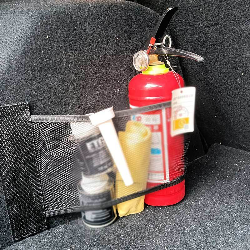 Car Trunk Elastic Mesh Fixed Straps Car Interior Organizer Extinguisher Storage Net Bag Seat Back Fixing Bag Auto Accessories
