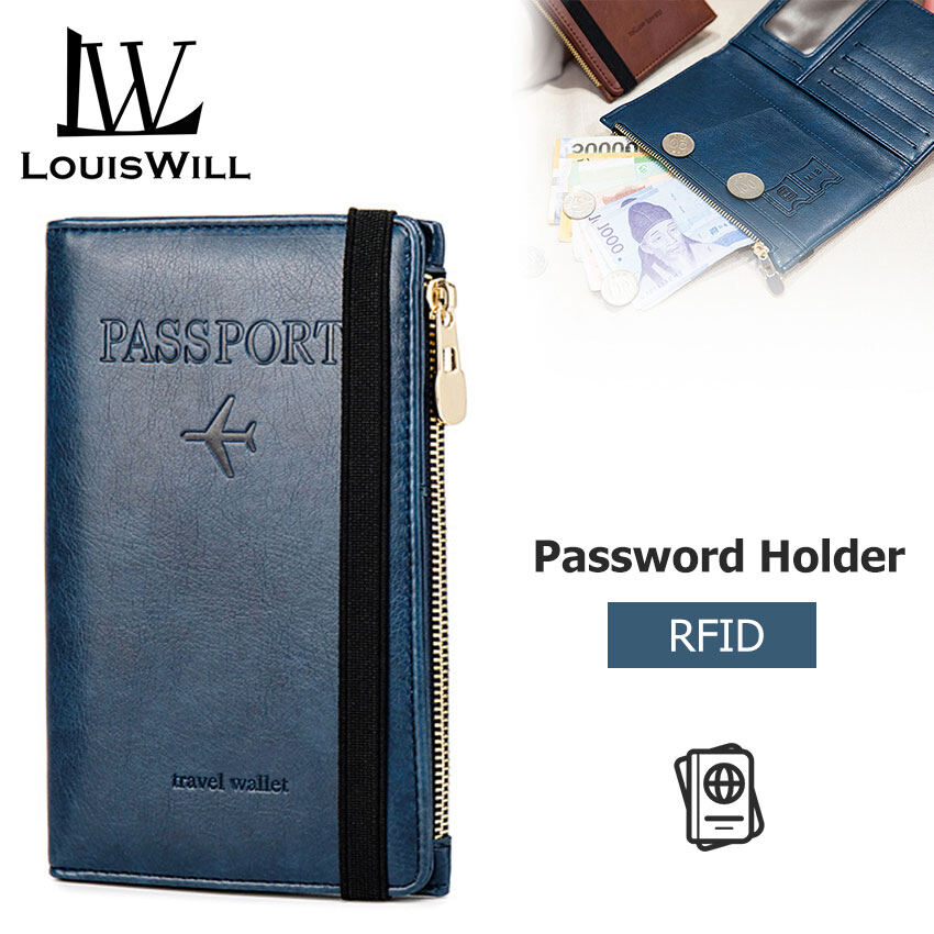 LouisWill passport cover Multifunction Passport Holder RFID Fashionable Passport Cover Frosted PU Travel Bag Wallet Ticket Holder Document Organizer Card Case with Zipper for Men & Women passport holder passport travel pouch
