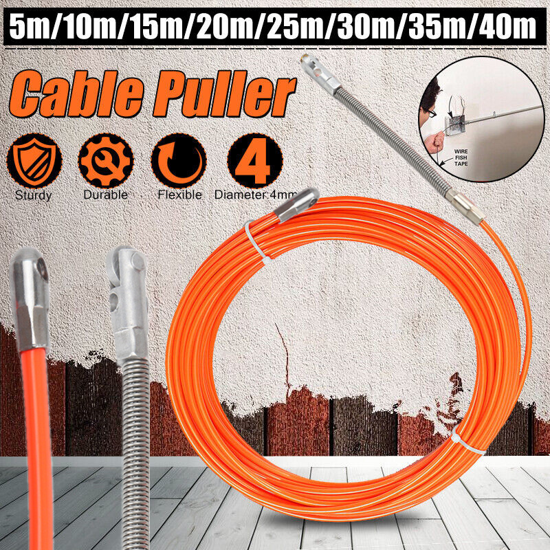 5m-30m Flexible Wire Cable Rod Electrician Push Puller Duct Fish Cable Tape Tool