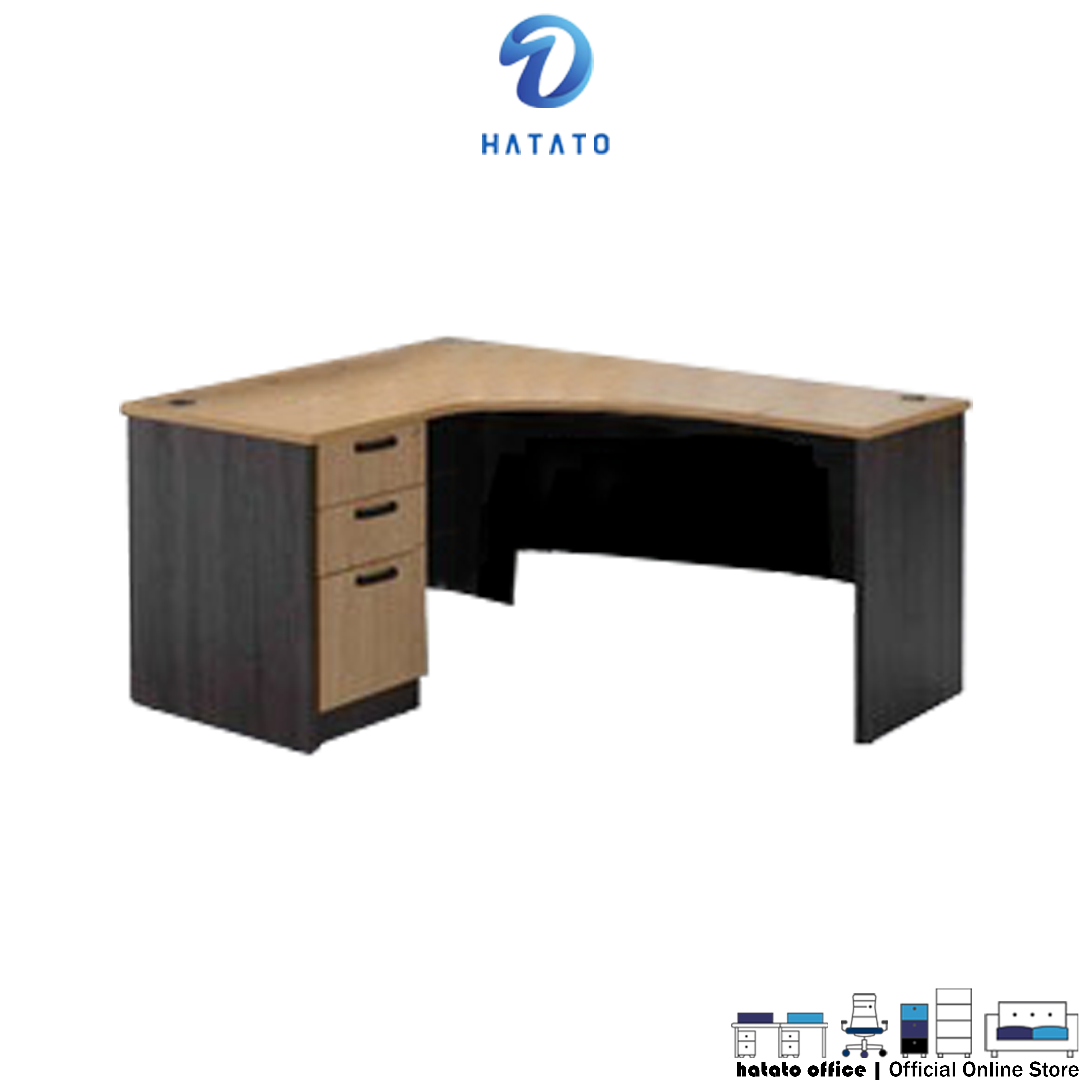 G3 - Series Standard L - Shape Desk With Fixed 2D1F Drawer / Meja ...