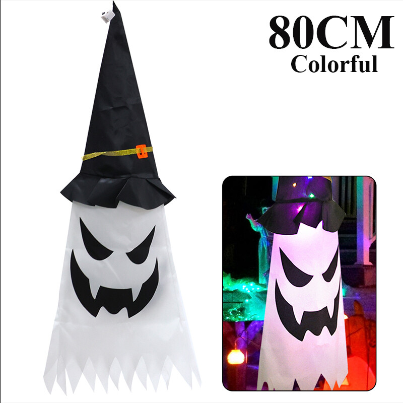 45/80cm Halloween Witch Hat Light Large LED Wizard Cap Light