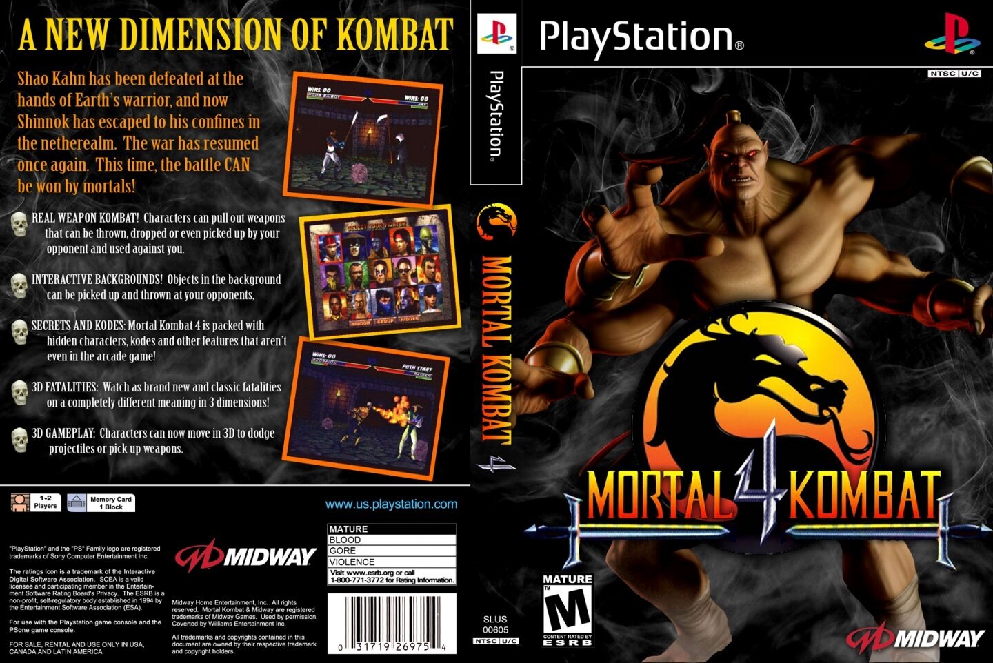 Mortal Kombat 4 - Playthrough (PSX) 