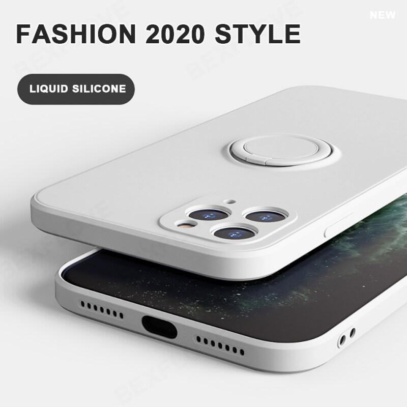 Ốp Điện Thoại Silicon Lỏng Cho IPhone, Ốp Lưng Mềm Siêu Mỏng Chống Sốc Kèm Vòng Giữ Dây Đeo Cho IPhone 11 Pro XS Max 8 7 Plus SE 2020 X XR