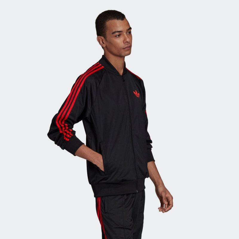 black and red track jacket