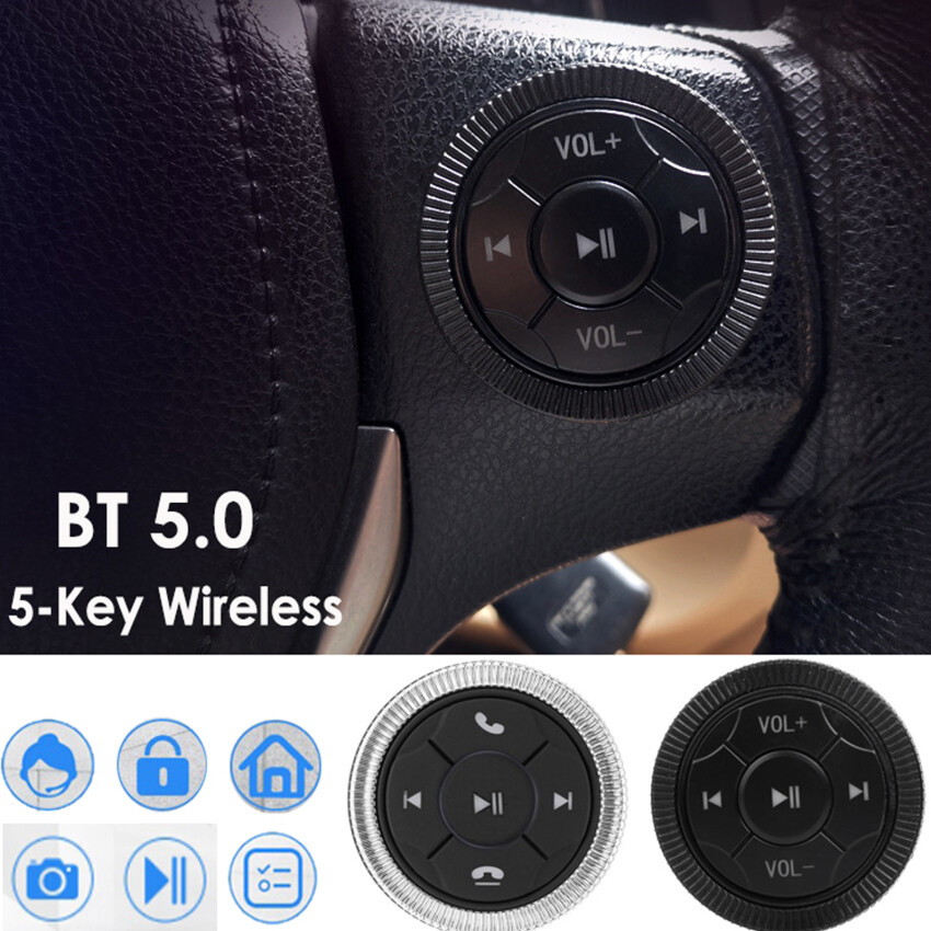 【In Stock】5-Key Wireless Steering Wheel Control Button Bluetooth-Compatible Switch For Car