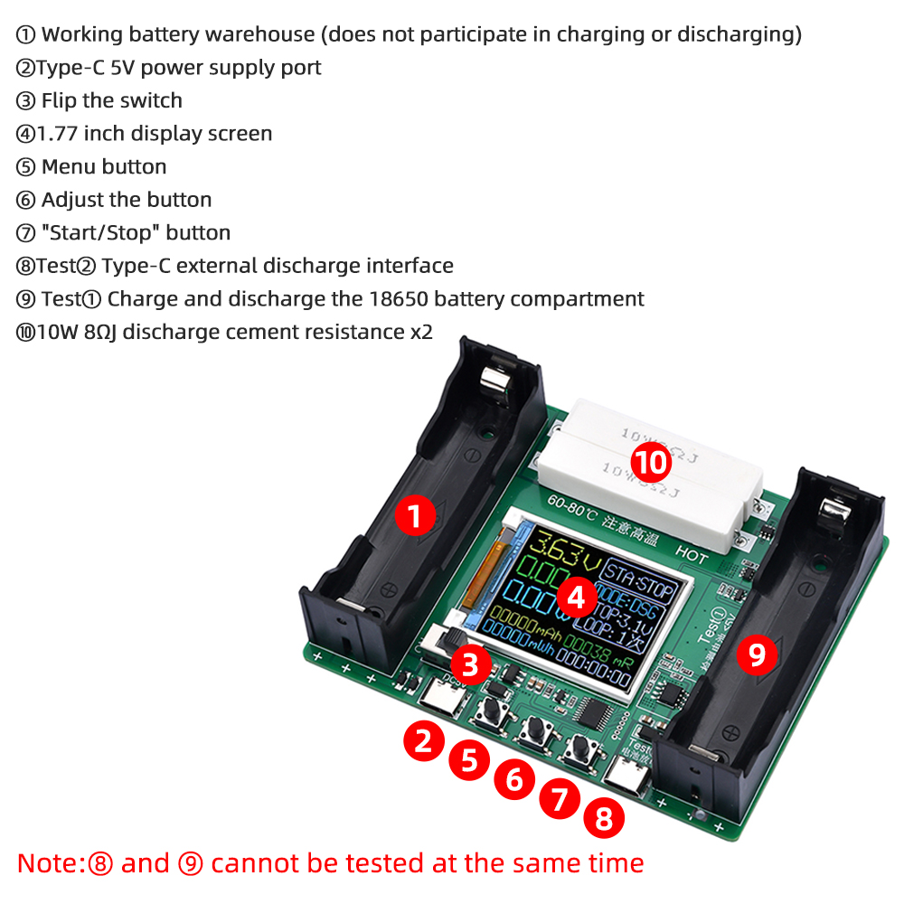 KKmol Single Channel/4 Channel 18650 Dung lượng pin Đầu dò điện trở trong Bộ sạc và xả tự động Loại cổng c Đo sạc và xả 1~9 chu kỳ Điều chỉnh sạc và xả