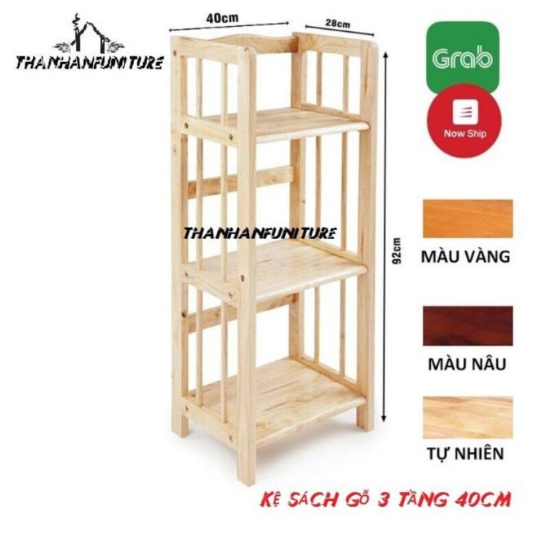 Kệ sách gỗ 40cm - 3 tầng