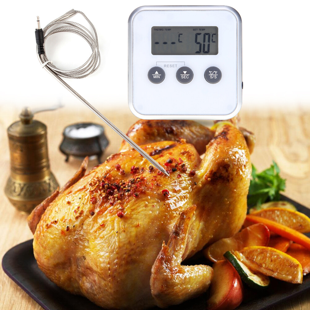 【Hot sale】Electronic Thermometer Timer Food Meat Temperature Meter Gauge with Probe