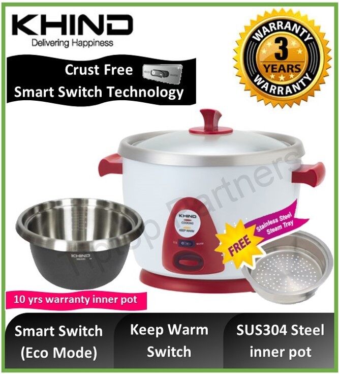 Khind Anshin Crust Free Rice Cooker (SUS304 Stainless Steel Inner Pot