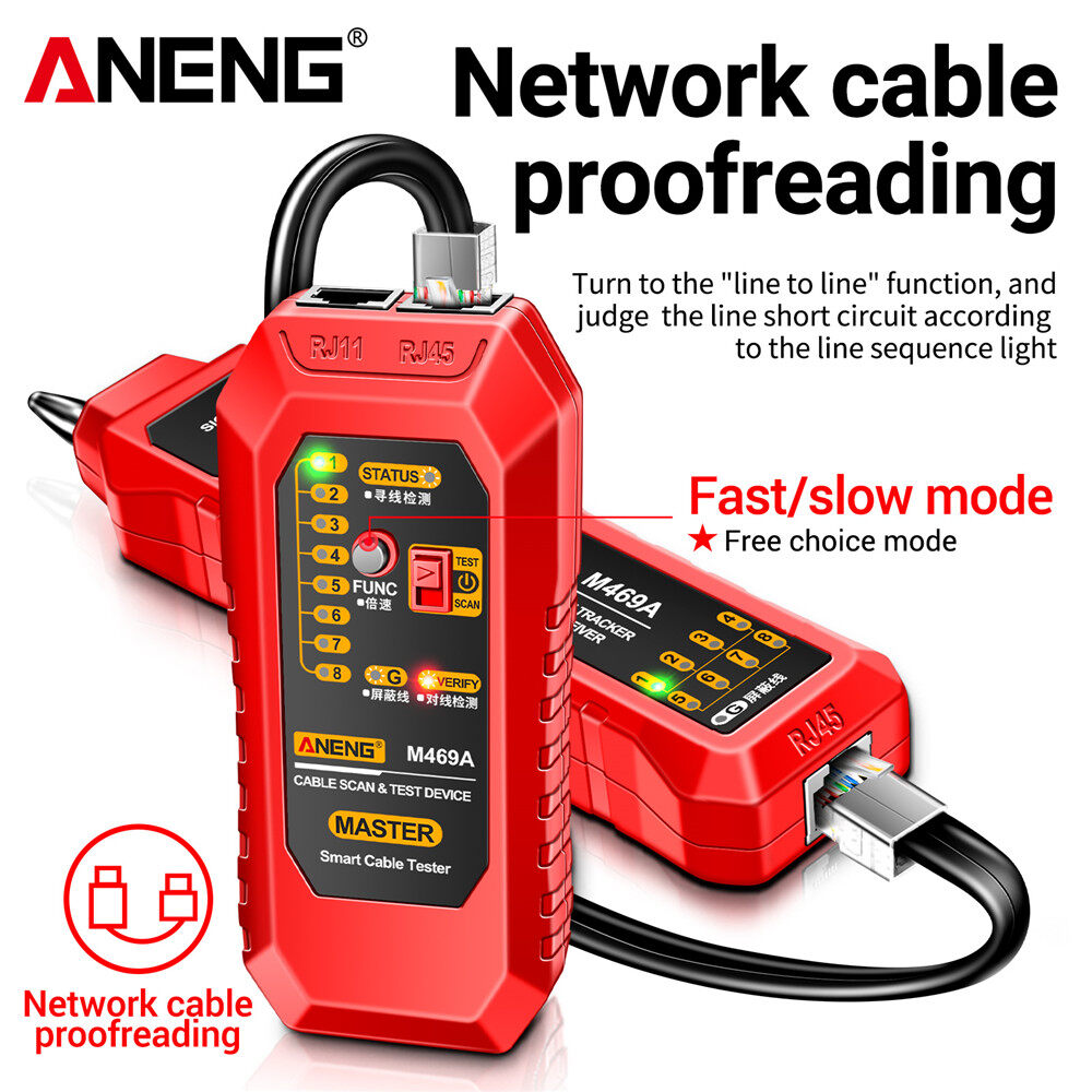 ANENG M469A LAN Cable Tester Finder RJ45 RJ11 Wire Tracker Receiver Multi Test Networking Tool with Flashlight Network Repair Tool