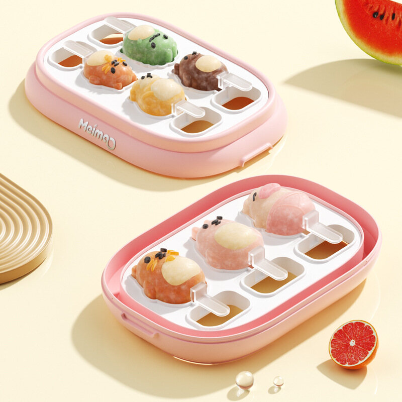 Ice tray Ice maker, ice tray, ice tray, silicone rubber ice tray, jelly, pudding, easy to remove ice, comes with a lid. ice mold,ice maker,ice maker,ice tray,ice mold cartoon ice cream mold with lid silicone material ice cream stick mold