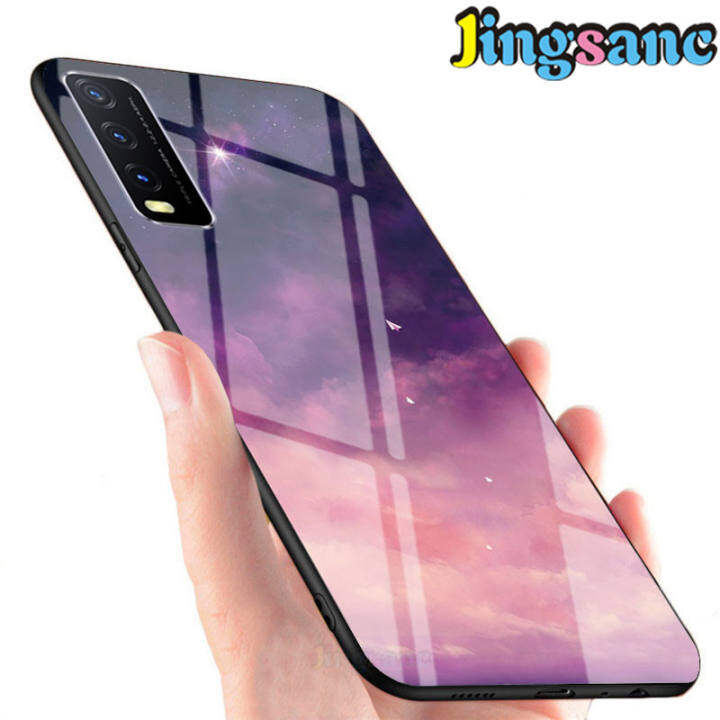 Jingsanc For Vivo Y20 Y20s Y20i Phone Case Rainbow Gradient Starry Sky Colorful Casing 9h Hardness Glass Soft Tpu Edge Scratchproof Cover Lazada