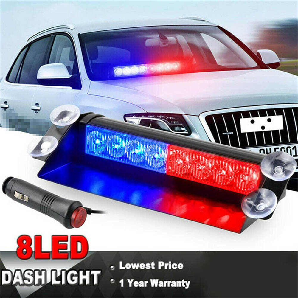 8 LEDs Car Truck Emergency Flasher Dash Strobe Warning Light Day Running Flash Led Police Lights 3 Flashing Modes 12V