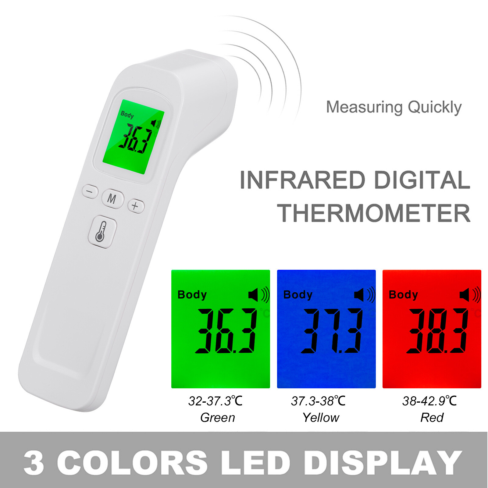 Meterk Infrared Forehead Ther-mometer Digital Ther-mometer Non-contact Body Temperature High Precision Measurement Device with Fever Alarm